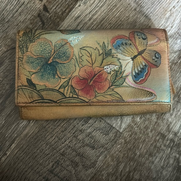Anuschka Handbags - Anuskcha Colorful floral butterfly wallet